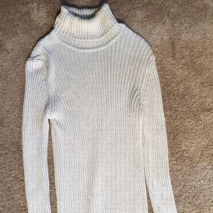 Faded Glory, Glittery Cream/Tan Turtleneck Sweater, XL